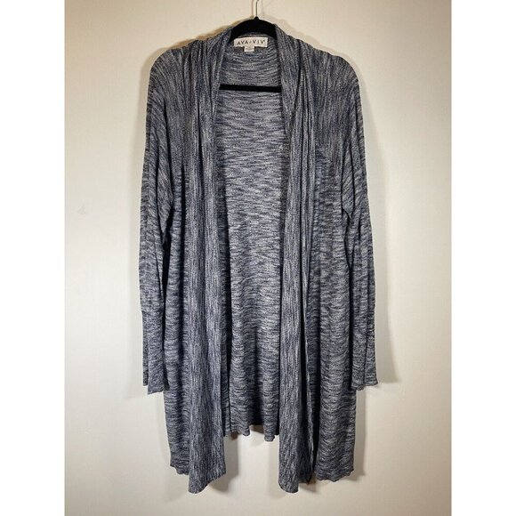 AVA & VIV Women's Sz 3X Blue Grey Sweater Cardigan - Picture 1 of 5